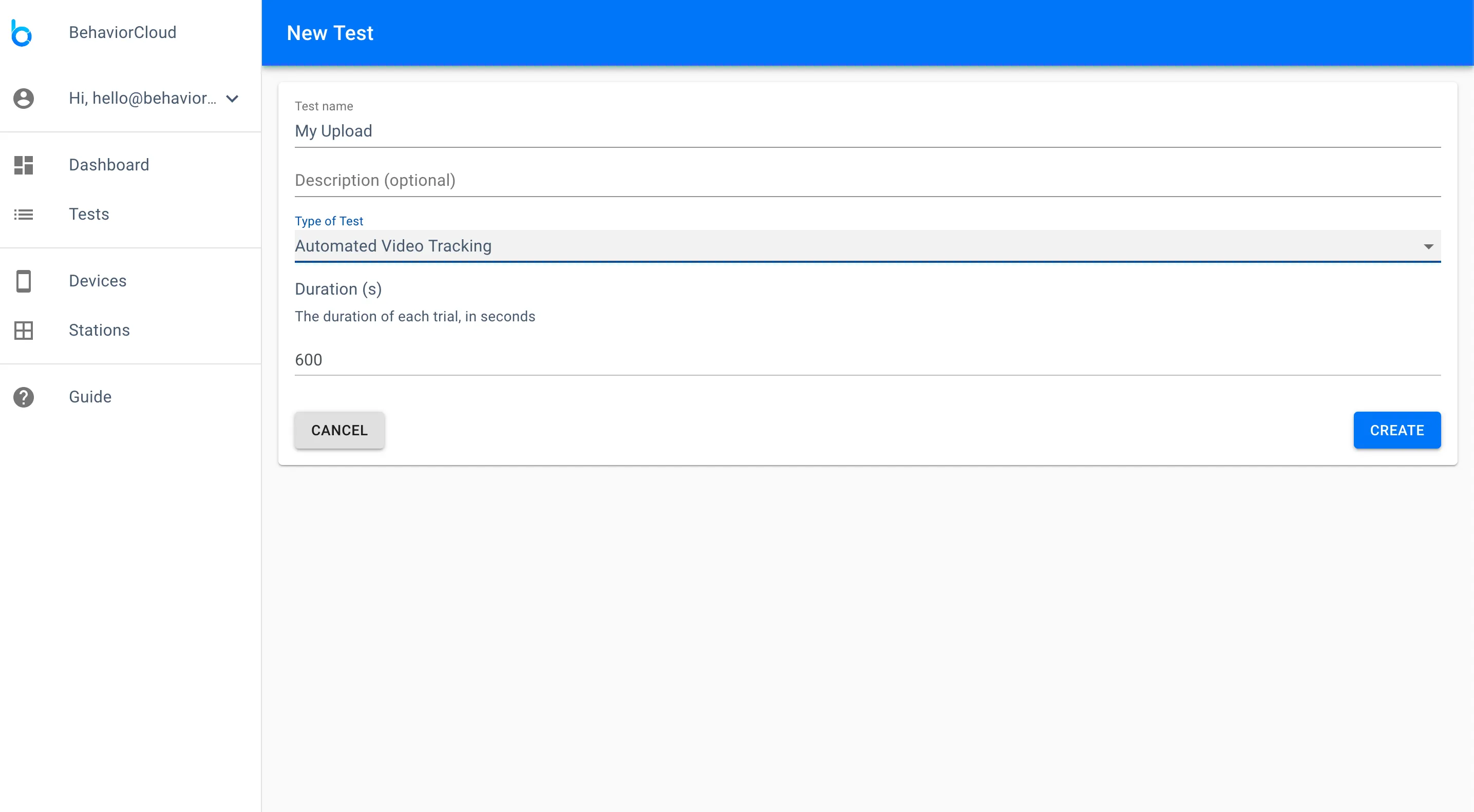 Creating a new experiment